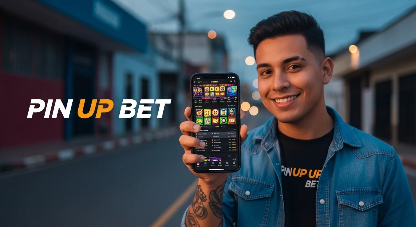 Pin Up Bet app de casino móvil en Nicaragua con usuario jugando desde smartphone